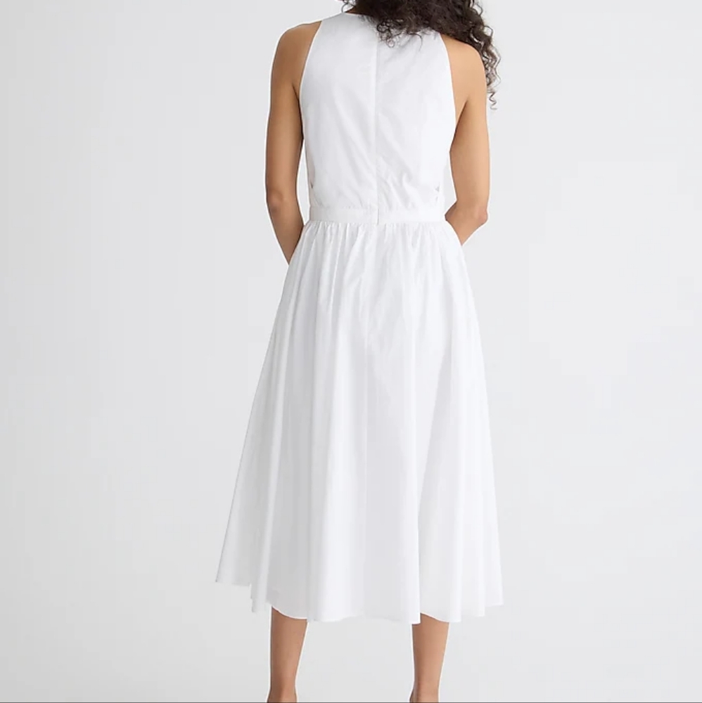 JCrew High Neck Cotton Poplin Sleeveless Midi Dress White Size 4, 6, 8, 10 NWT - Picture 4 of 16